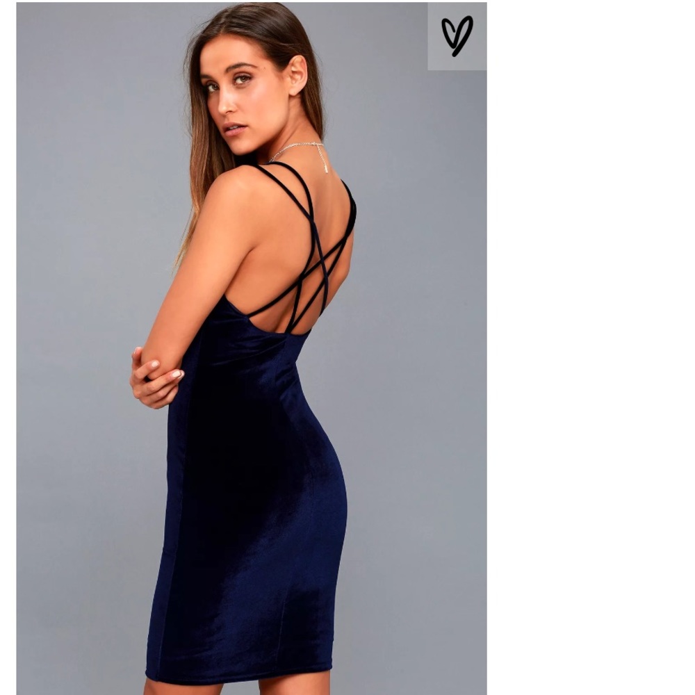 Lulu’s Navy Blue Velvet Bodycon Dress